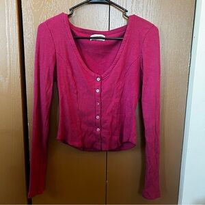 magenta long sleeve crop top